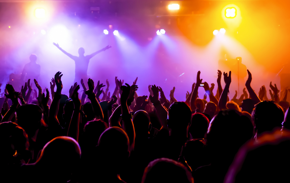 Jubelnde Konzertbesucher auf Rock-Konzert