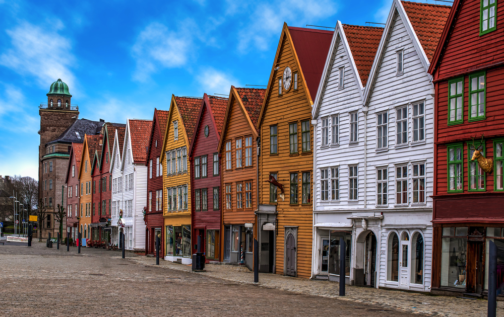 Holzgebäude in der Stadt Bergen