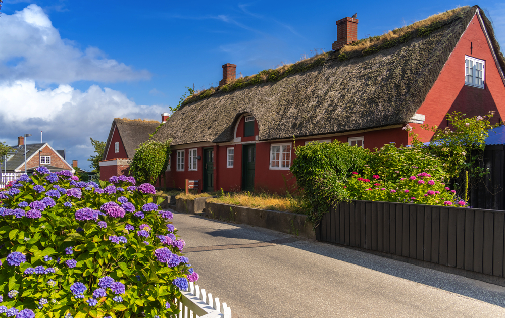 Dorf Nordby auf Fanø, einer dänischen Insel in der Nordsee vor der Halbinsel Jütland, gegenüber dem Wattenmeer