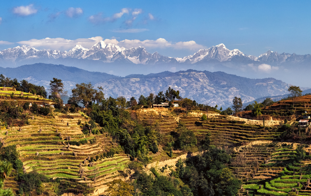 Landschaft östlich von Kathmandu in Nepal