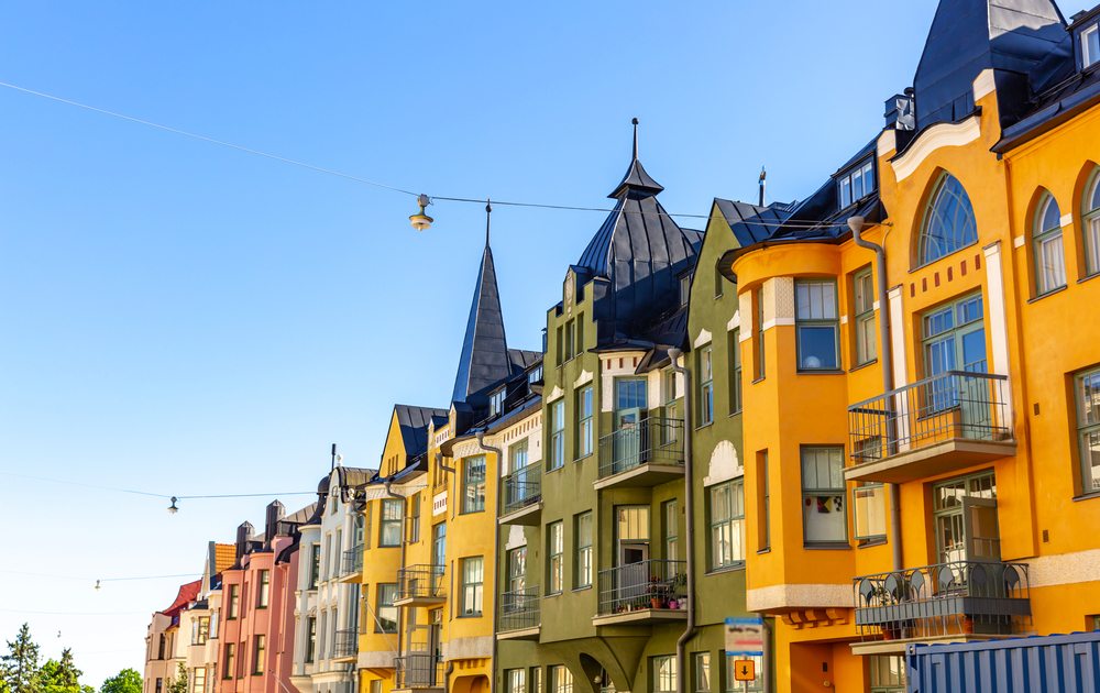 bunte Gebäudefassaden in Helsinki