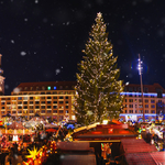 Striezelmarkt auf dem Altmarkt in Dresden, Deutschland