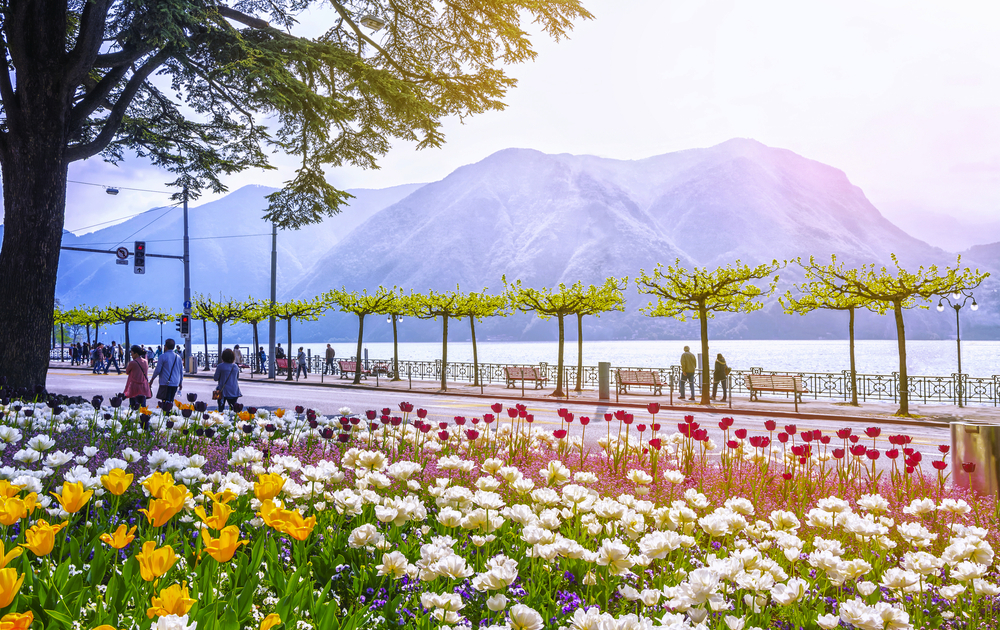Promenade in Lugano im Kanton Tessin in der Schweiz