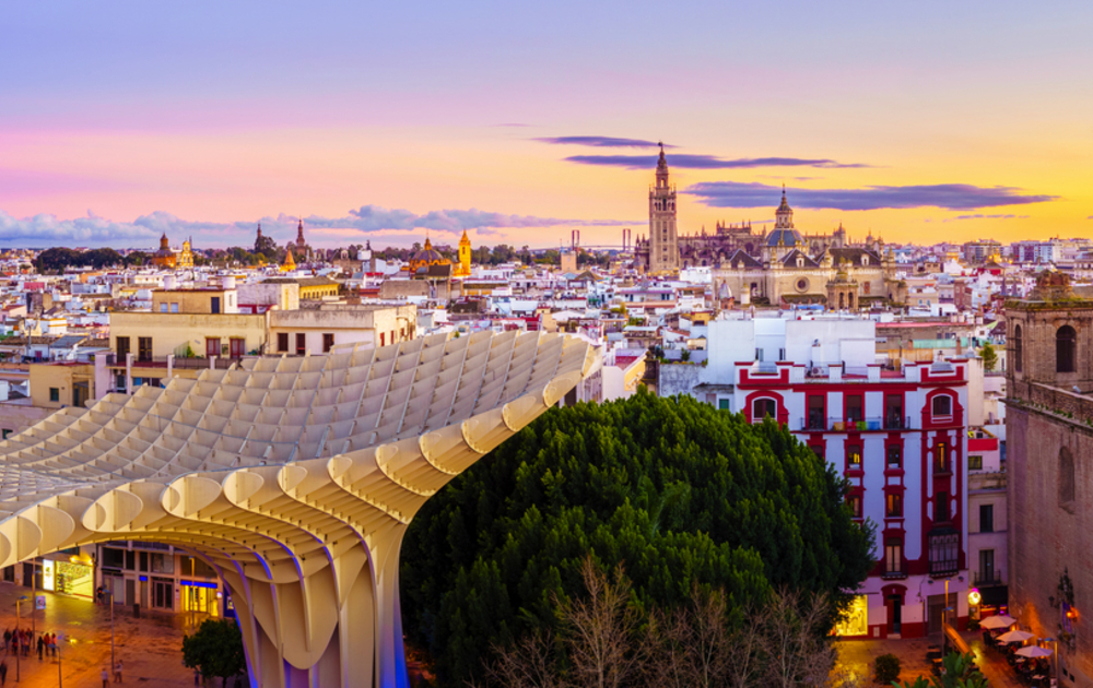 Blick von der Metropol Parasol auf Sevilla